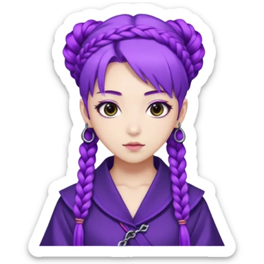 Rumi from K-pop demon hunters purple braid sticker