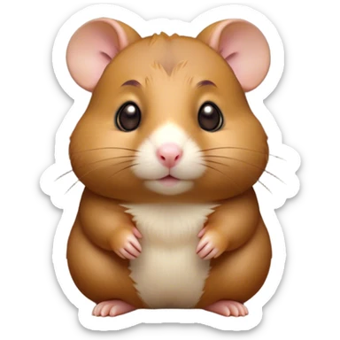 Cinematic Noble Brown Hamster Portrait Emoji, Poised and regal, with a tiny, compact build and a smooth, well-kept rich brown fur, deep-set soulful dark eyes, Simplified yet sharp and sophisticated features, highly detailed, glowing with a soft, dignified glow, high shine, intelligent and energetic, stylized with an air of miniature majesty, focused and attentive, soft glowing outline, capturing the essence of a watchful and confident rodent, so majestic it feels as though it could scurry out of the screen with effortless authority! sticker