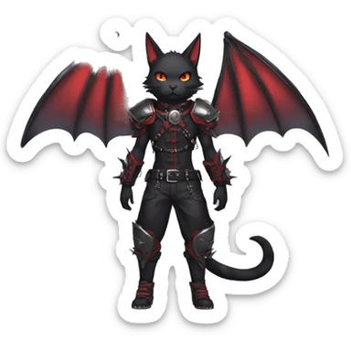 cool edgy black punk red ethereal fantasy nargacuga-bat-cat-Fakemon collar harness full body sticker