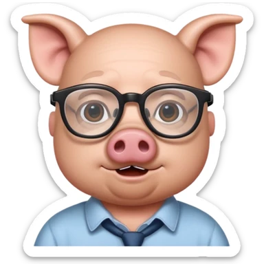nerdy person with a pig snout and big glasses sticker