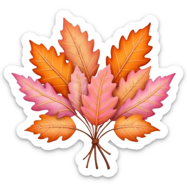pastel autumn leaf bouquet pink orange sticker