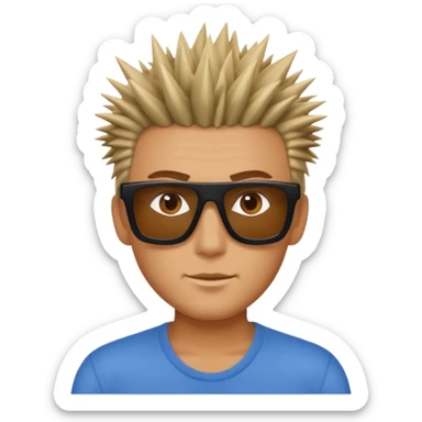 fair man with spiky hair with square shades sticker