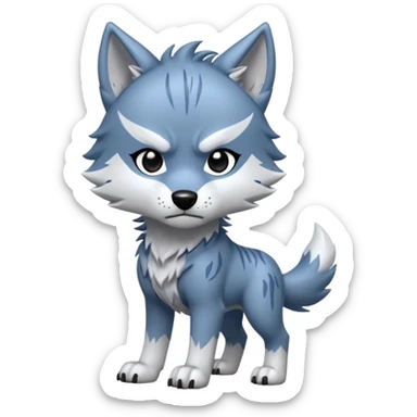 Toony Chibi bluish-silvery Cool Edgy Scarred Badass Ginga Nagareboshi Gin/Silver Fang the wolf (full body) (feral) (4 legs) (canine) with 3 slash marking scars on his forehead  sticker