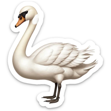 A swan who stand on right see on left sticker