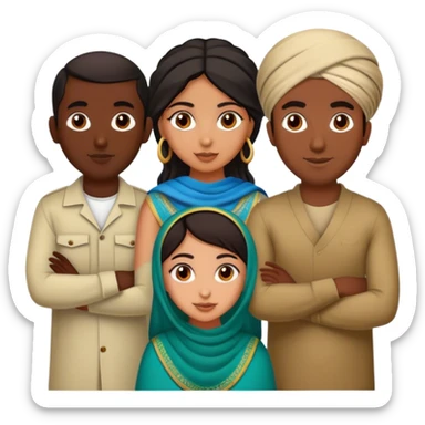 5 bestfriends: 2 North African men, 1 Iranian girl, 1 Indian girl, 1 black man sticker