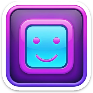 A glowing neon square in shades of blue and purple sticker