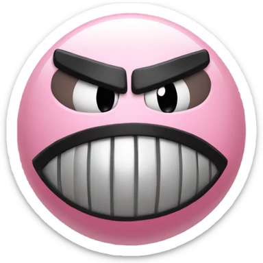 Metal Kirby ball with black mad eyebrows  sticker