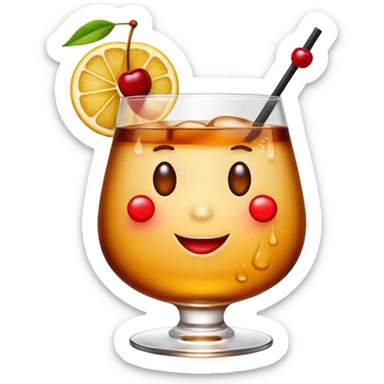 Emoji with an amaretto sour cocktail in whiskey glass sticker