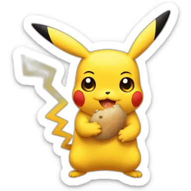 La rana René dándole la mano a pikachu sticker