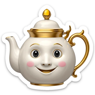 A character from the fairy tale Beauty and the Beast: Mrs. Potts, the lady who was turned into a teapot and retains the teapot's original form. sticker