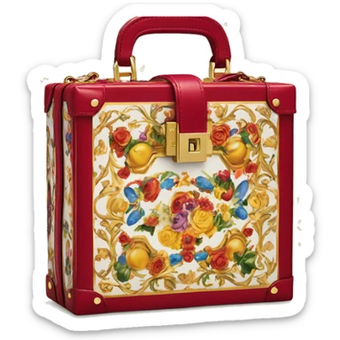 Dolce and Gabbana small box bag with colourful print and golden detais  sticker