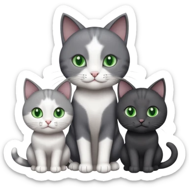 2 different coloured grey cats including one dark grey and white cat and one completely solid dark grey cat with green eyes and only white paws sticker