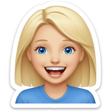 blue eyes blonde girl LAUGHING LOUDLY GIF sticker