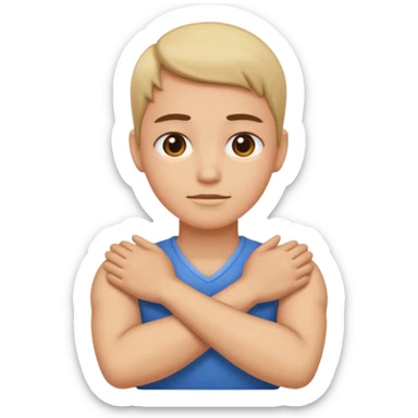 Arms crossed holding neck  sticker