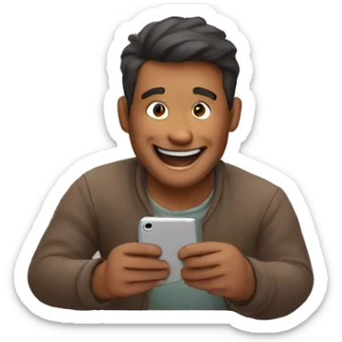 A man being happy looking in his phone  sticker