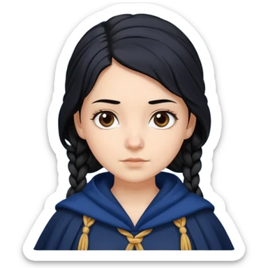braid black hair, white girl, dark blue cloak sticker