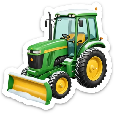 Bigger Green tractor with yellow blade pushing snow sticker