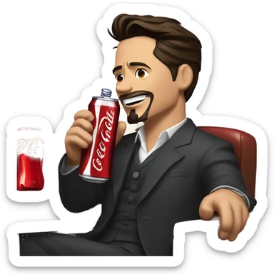 Tony Stark is drinking a bottle of Coca-Cola. sticker