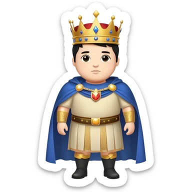 Full body of chubby Francisco I with black hair, royal king standing in royal attire with crown and cape sticker