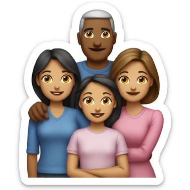 Familia 2 niñas y papá y mamá  sticker