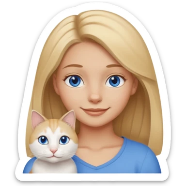 menina loira escura com olhos de cor mel com uma gata branca com olhos azuis sticker