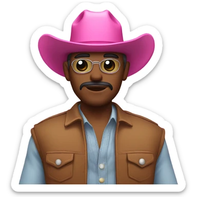 Cowboy wearing an eyepatch and a pink cowboy hat sticker