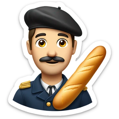 French guy with beret baguette and mustache  sticker
