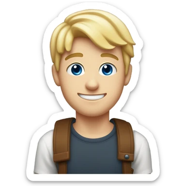 A 24-year-old guy with short blond hair and a little bristles, he has blue eyes, smiles and holds cola zero in his hand in a Christmas hat sticker