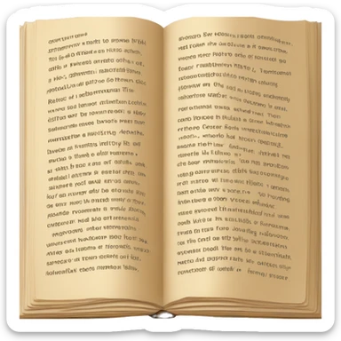 An open, hardcover book, depicted with a beige cover. Commonly used for various content concerning reading, writing, learning, and schooling. sticker