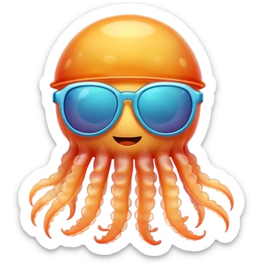Jellyfish with sunglasses  sticker