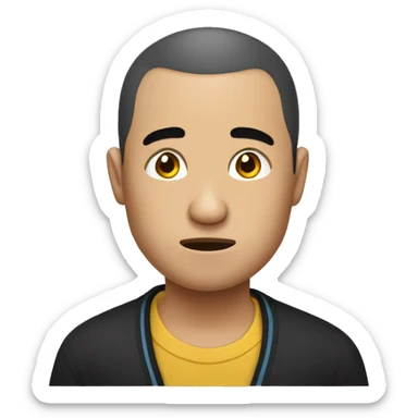 Short, Hmong, balding, male in denial about his hair loss sticker