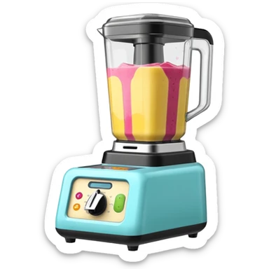 A SMOOTHIE MACHINE WITHOUT THE LID ON, THE SMOOTHIE SPLASHES OUT sticker