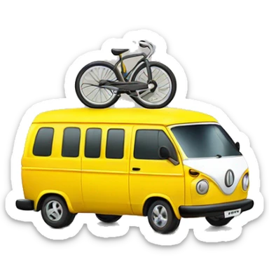 yellow  van  with two wheels at the back and one wheel at the front ￼ sticker