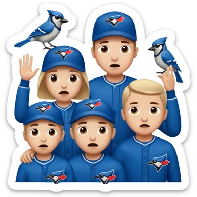 terrified children watching blue jays game sticker