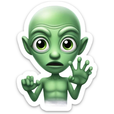 alien peace fingers crossed sticker