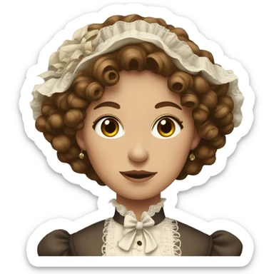 Woman with brown curly hair in Victorian dress sticker