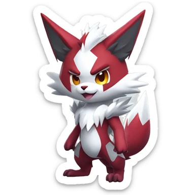 Anthro Cool Edgy Cute Chibi Shiny Zangoose-Zoroark-Fakemon-Pokémon Full Body Detailed High Quality sticker