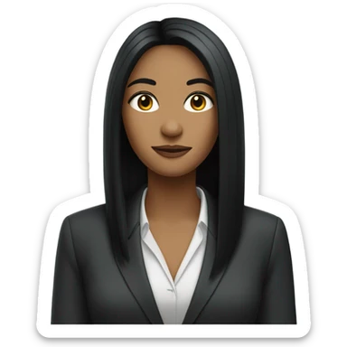 business woman long straight black hair sticker