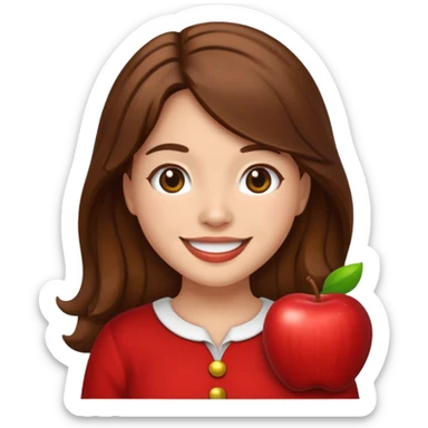 Kaitlyn Santa Juana as an emoji, apple style, smiling, brown hair sticker