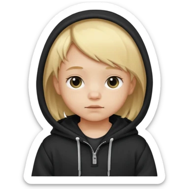 baby with blonde hair and black hoodie sticker