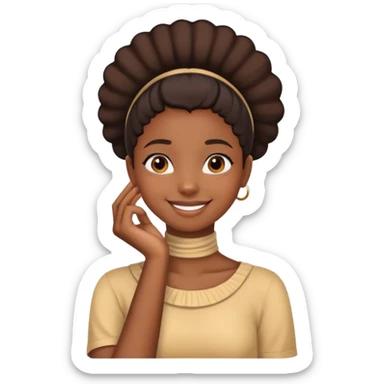 Black girl crossing her hand over her neck smiling  sticker