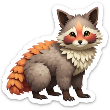 lush warm-colored Fakémon-Trico-creature (full body) sticker