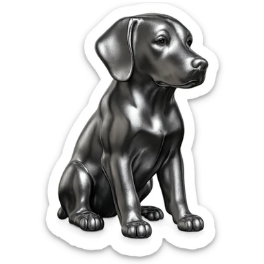               Apply a high-end, photorealistic metallic chrome material to the provided {subject}. The material should have a smooth, slightly curved surface with subtle reflections and soft shadows, resembling brushed or polished silver metal. Preserve the exact shape, proportions, and design of the original object. Set it against a solid black background (#000000) in 8K resolution. The lighting should enhance the beveled edges and reflective highlights, creating a sleek, premium finish. {subject} = dog sticker