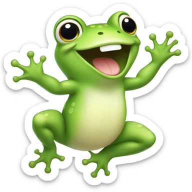 Happy cute frog jumping  sticker