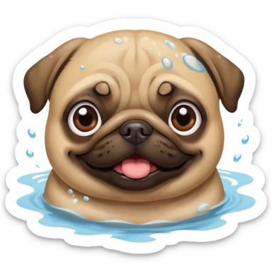 Pug  nadando sticker