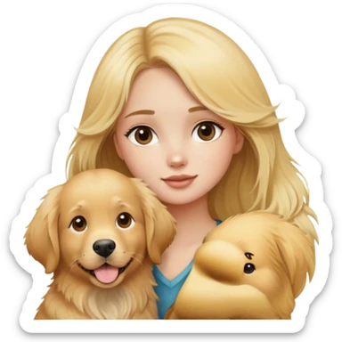 blonde girl with golden retriever dog sticker