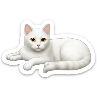 A White cat lying on a sofa sticker