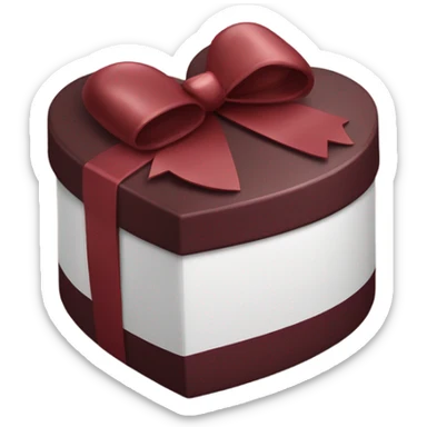 Burgundy Heart box of chocolates with a white bow sticker