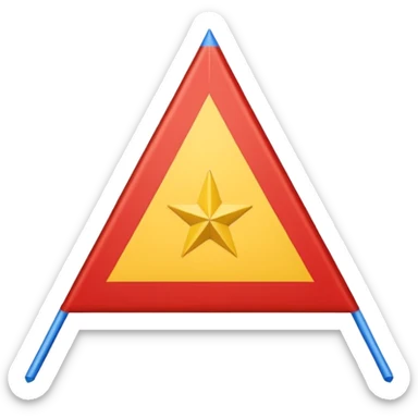 A flag inspired by the Catalan independence flag (the Estelada Blava): five horizontal red stripes alternating with yellow stripes, a blue triangle on the left side pointing to the center, and inside the triangle a single white five-pointed star. sticker