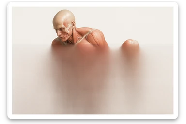 CORPO UMANO ANATOMICO REALISTICO CHE SVOLGE UN ESERCIZIO DI MOBILITà ALLE ANCHE, iperrealistico 4k sticker